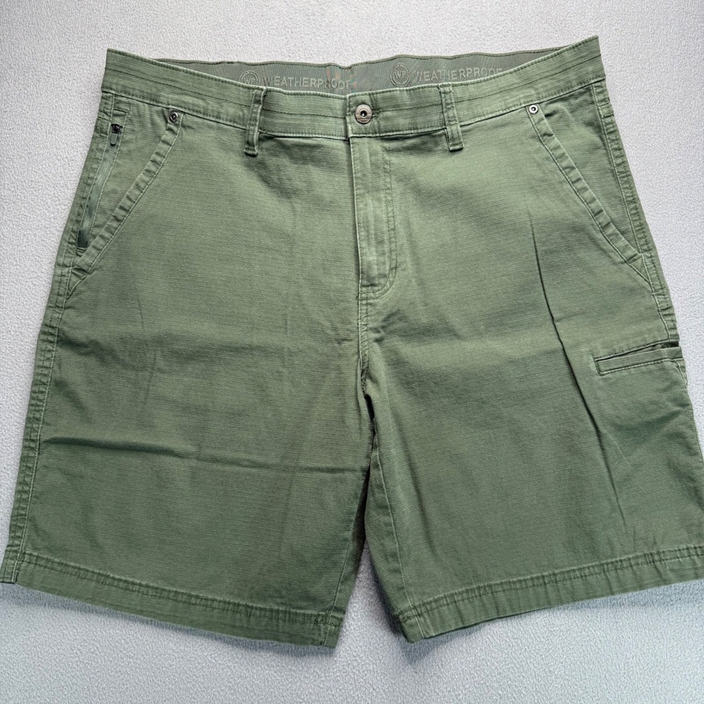 Weatherproof Shorts Mens 38 Green Ivy Utility Cargo Ripstop Stretch W1S809SC